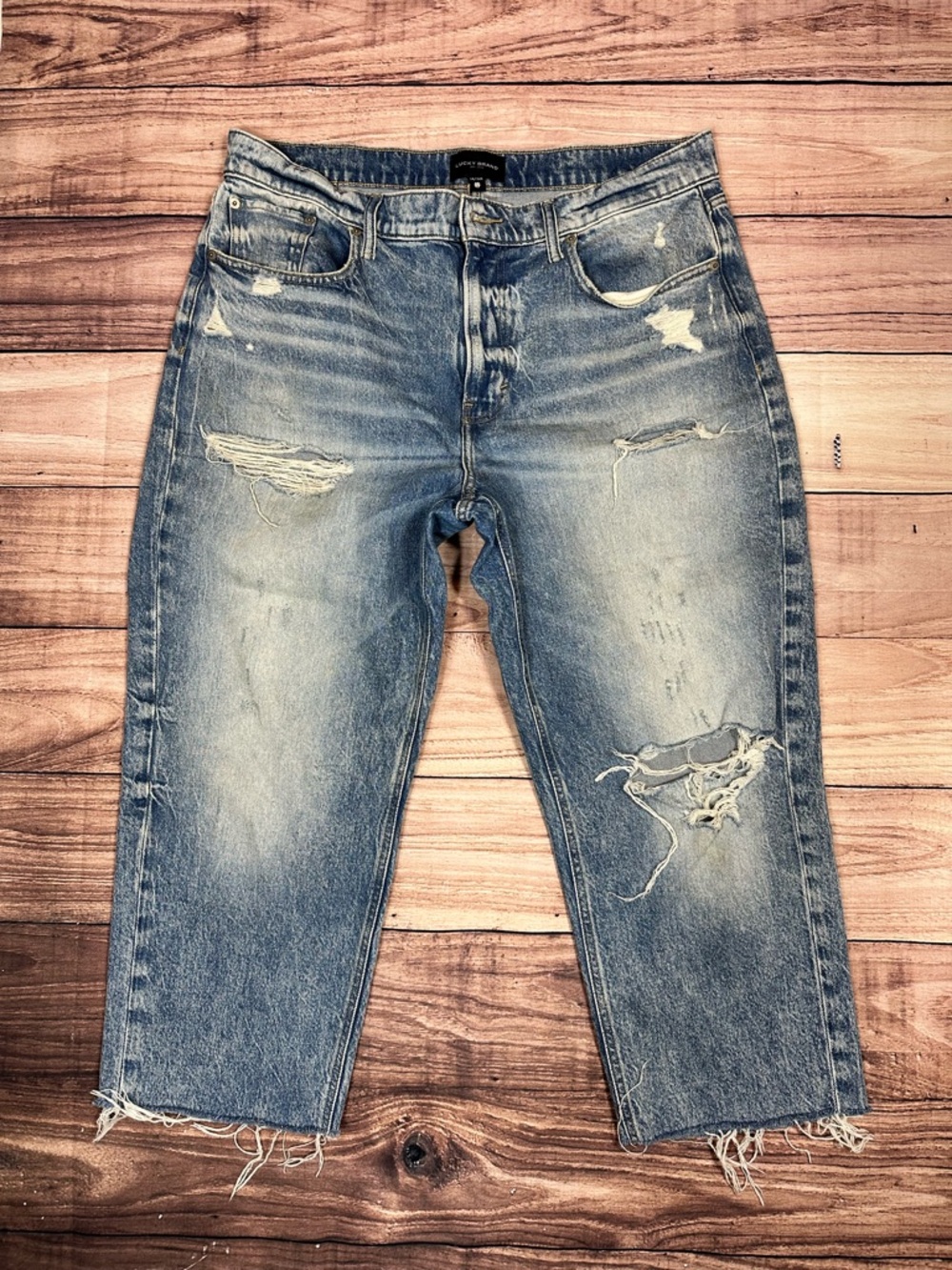 Lucky Brand Light Blue Distressed Slim Straight Cropped Jeans